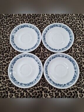 Vintage Corelle Old Town Blue Onion Dinnerware Appetizer Plates Set of 4